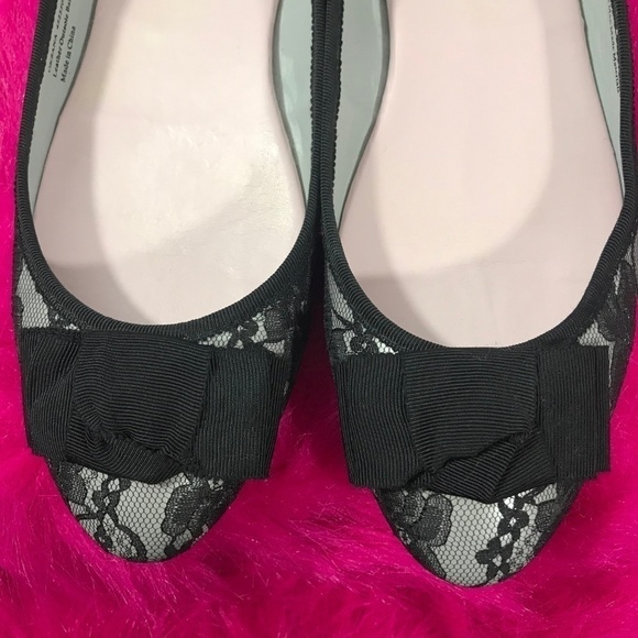 Isaac Mizrahi Live Black Lace Flats Ballerina Look Size 7W - Picture 4 of 8